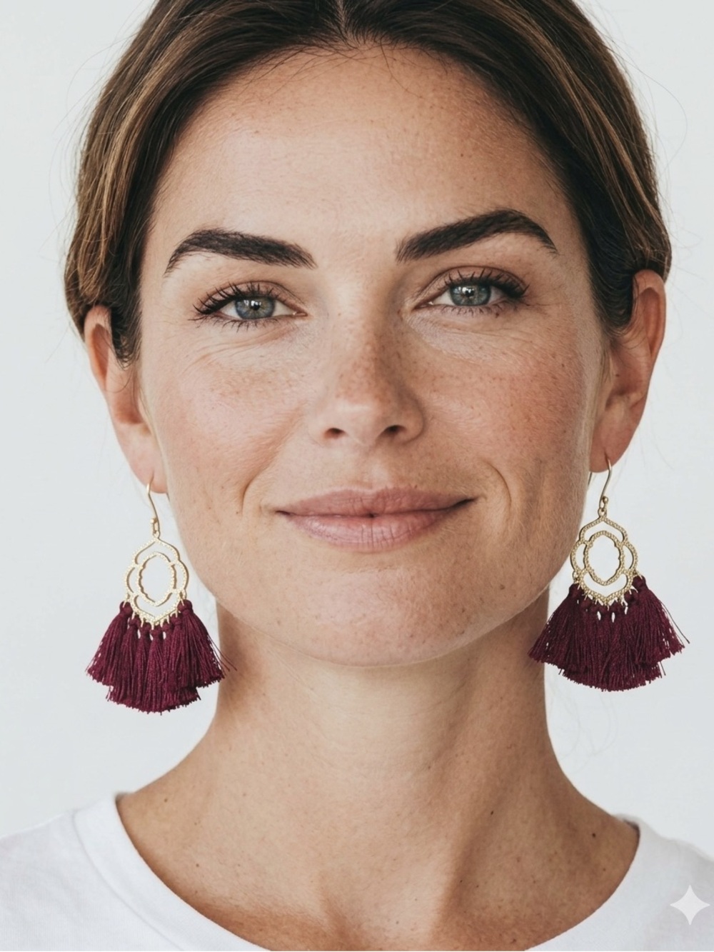 Boho Tassel Drop Earrings - Maroon